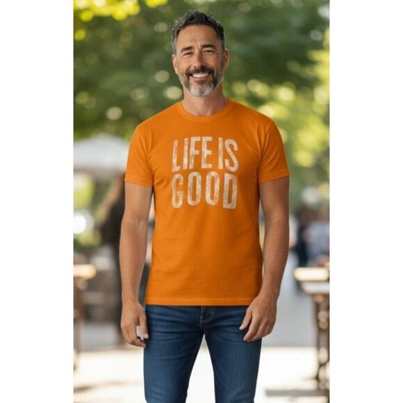 Life is Good  T Shirt XL Gold Short Sleeves Fall Halloween Dad Christmas Gift - Picture 5 of 12